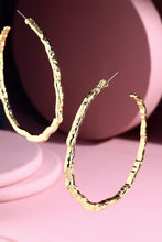 Load image into Gallery viewer, Hammered Gold Colored Hoop Earrings
