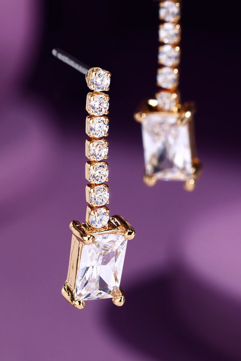 Square Linear Crystal Earrings