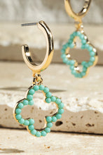 Load image into Gallery viewer, Turquoise Clover Beaded Earrings
