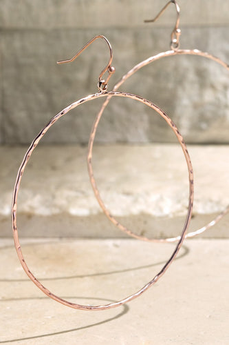 Rose Gold Colored Dangle Hoop Earrings