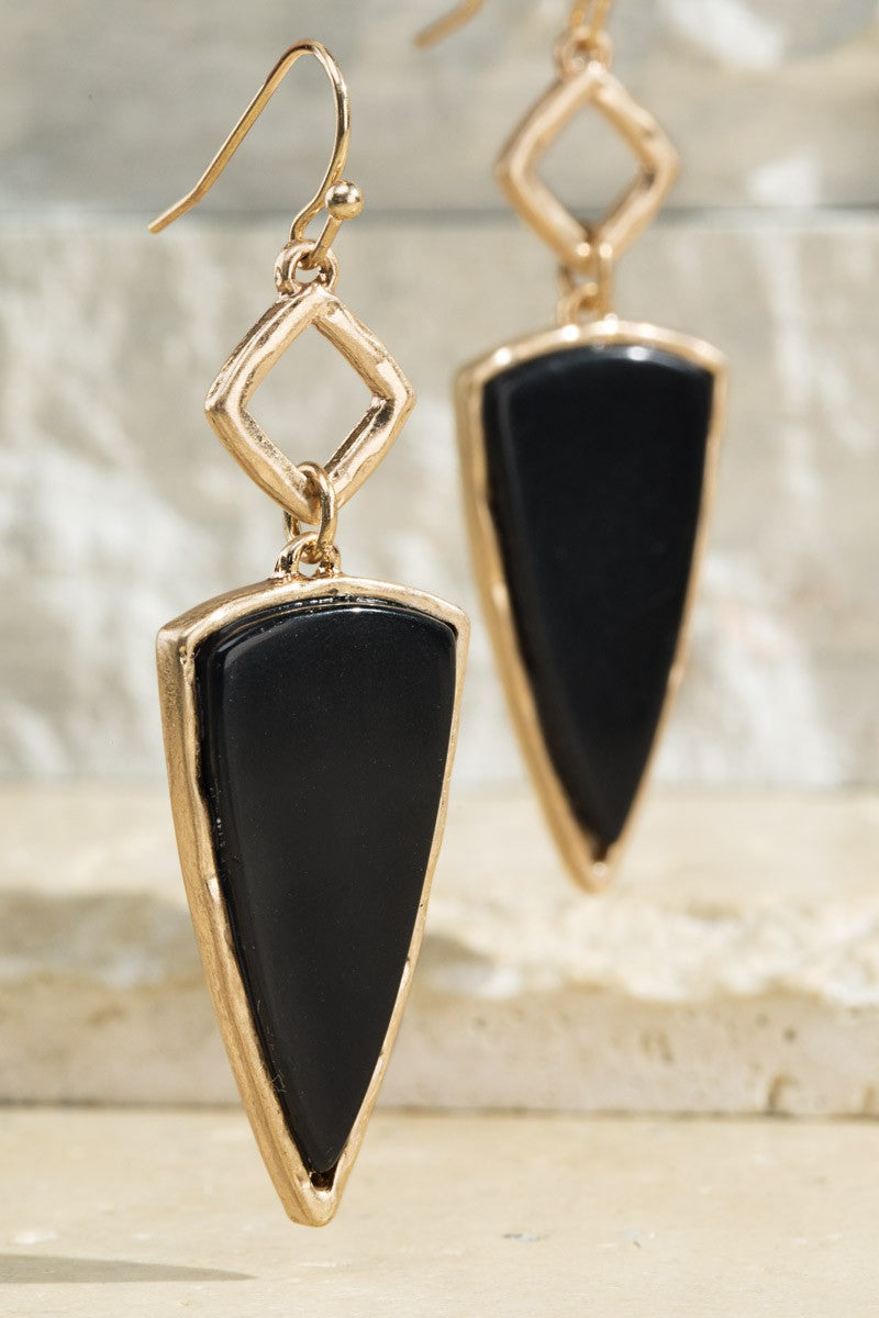 Black Drop Arrow Earrings