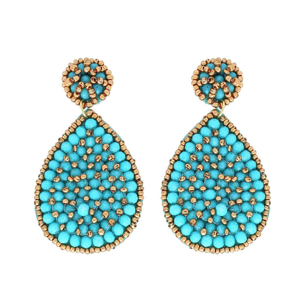 Turquoise Teardrop Beaded Earrings