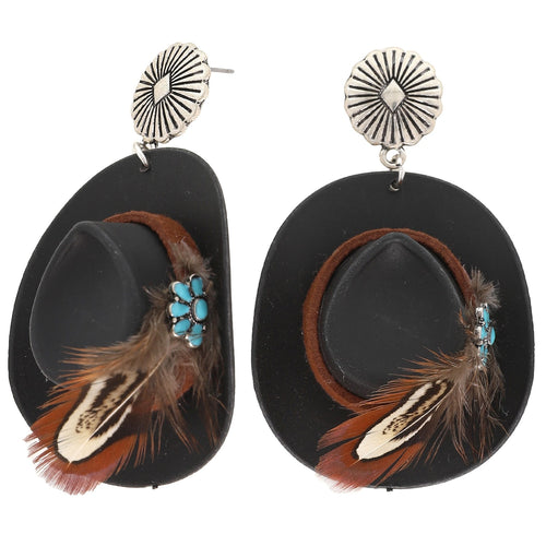 Concho Western Feather Felt Cowboy Hat