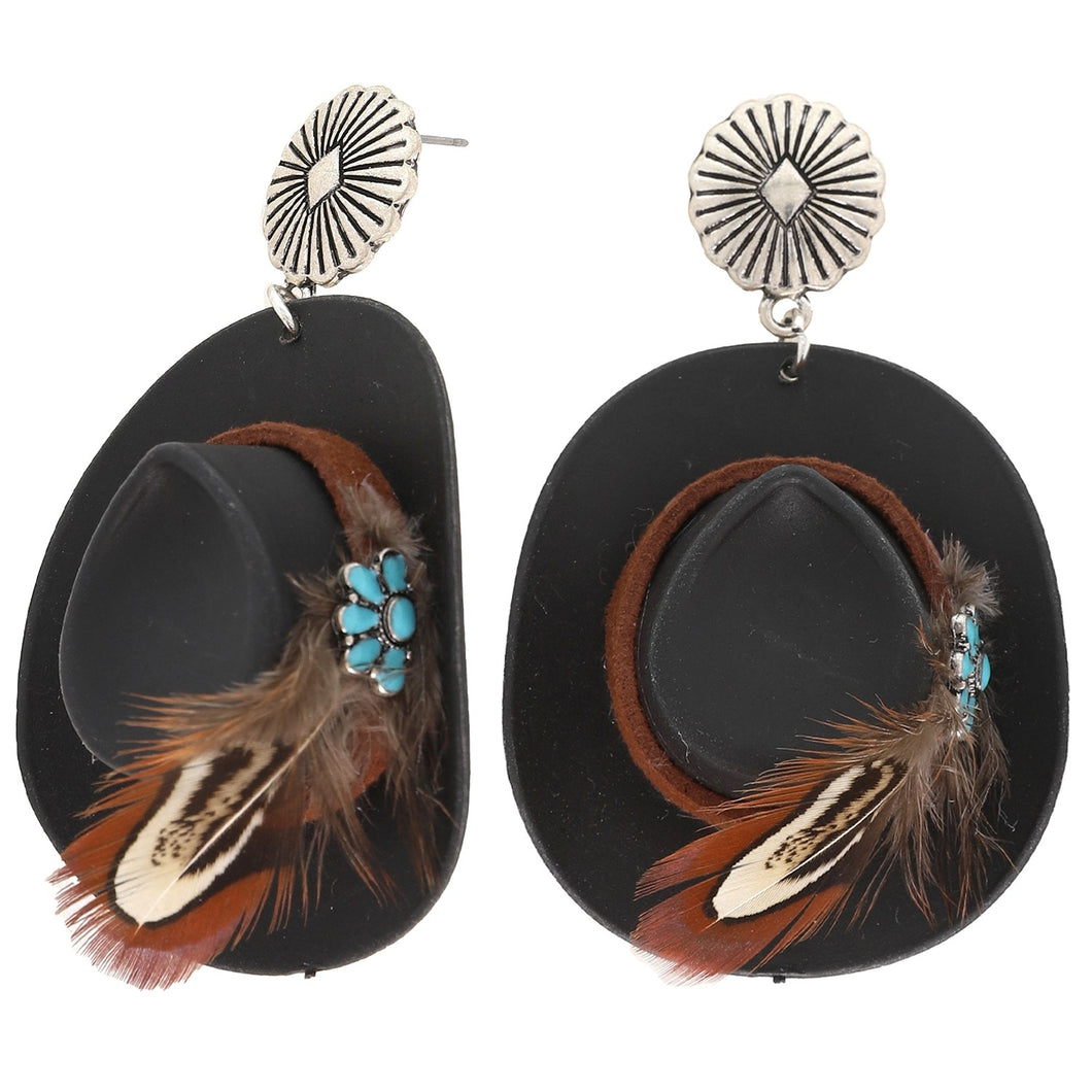 Concho Western Feather Felt Cowboy Hat
