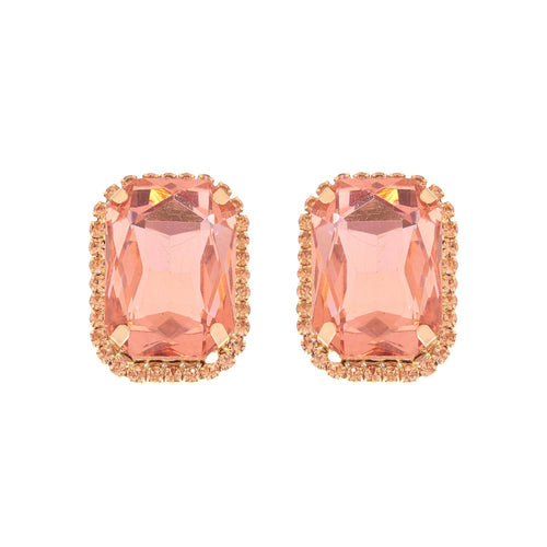 Peach Crystal Halo Studs