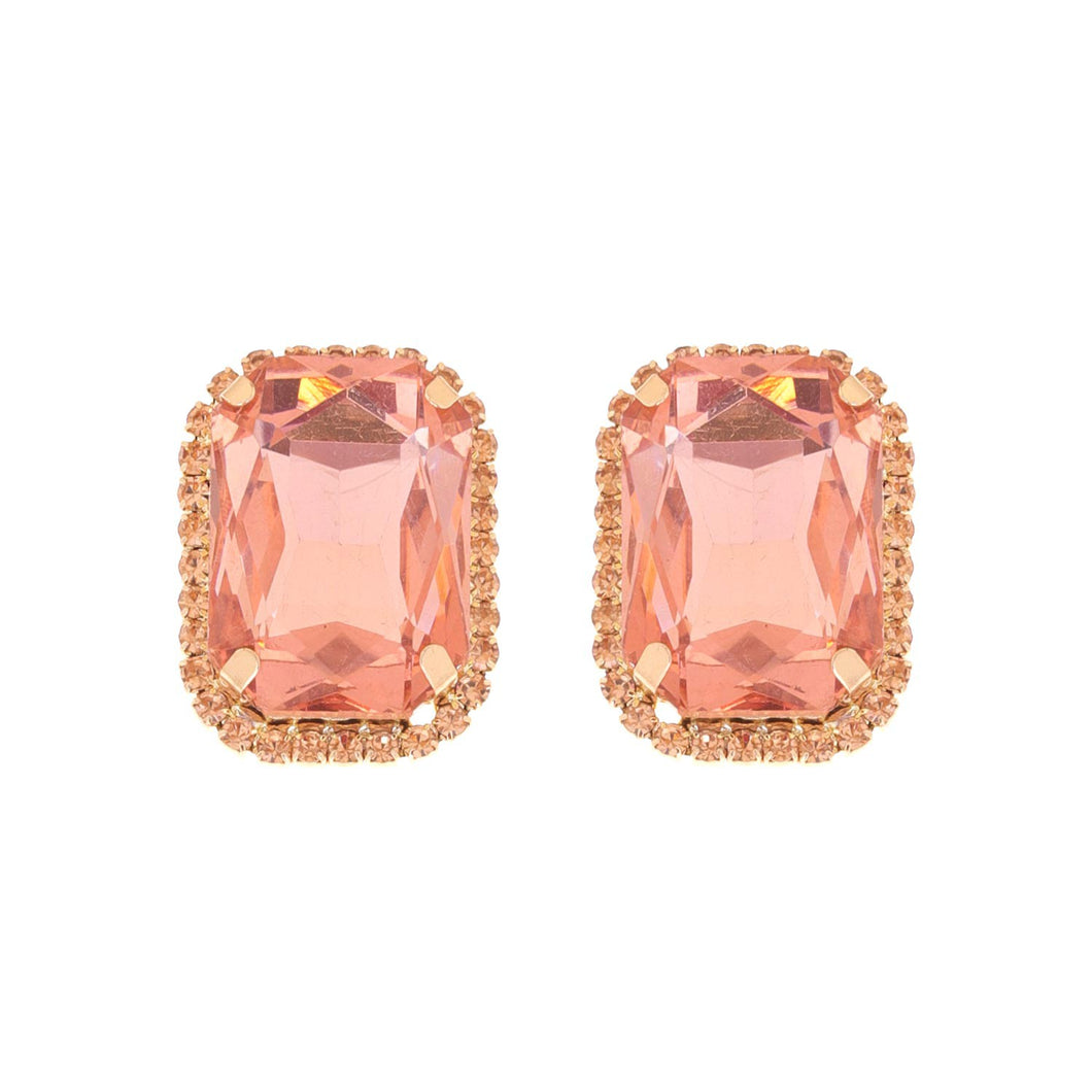 Peach Crystal Halo Studs