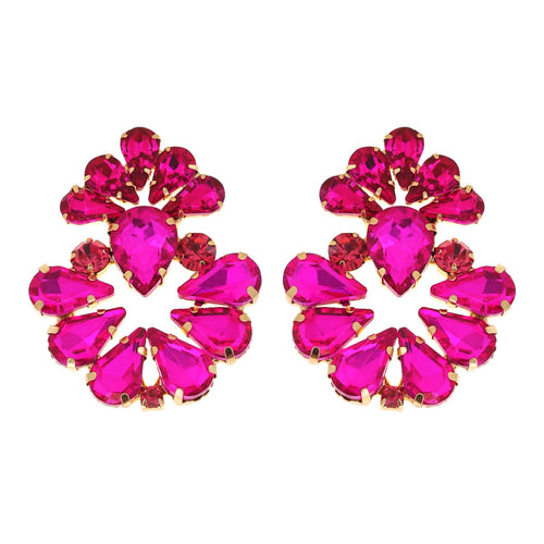 Fuchsia Crystal Cluster Earrings