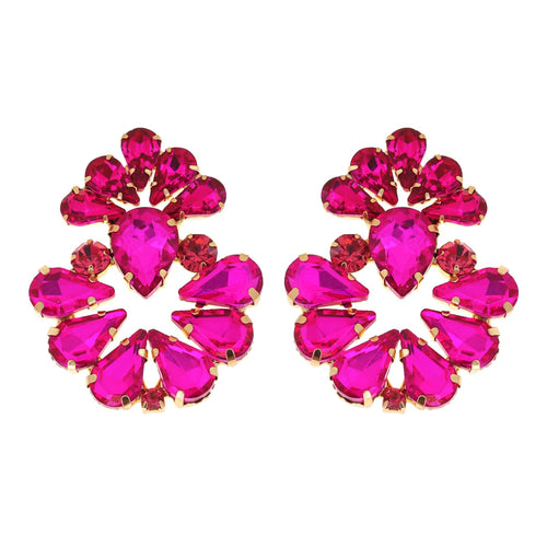 Fuchsia Crystal Cluster Earrings