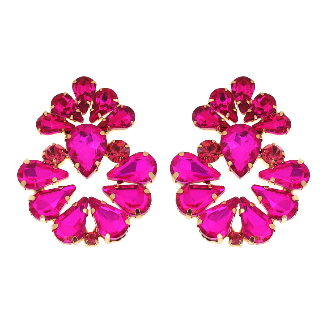 Fuchsia Crystal Cluster Earrings