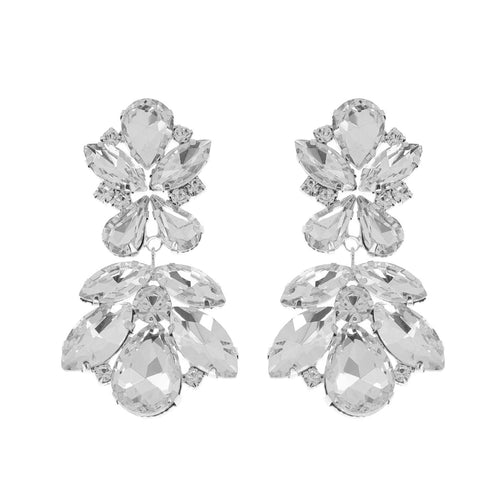 Clear Crystal Cluster Drop Earrings