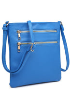 Load image into Gallery viewer, Royal Blue Double Zip Pocket Crossbody Bag
