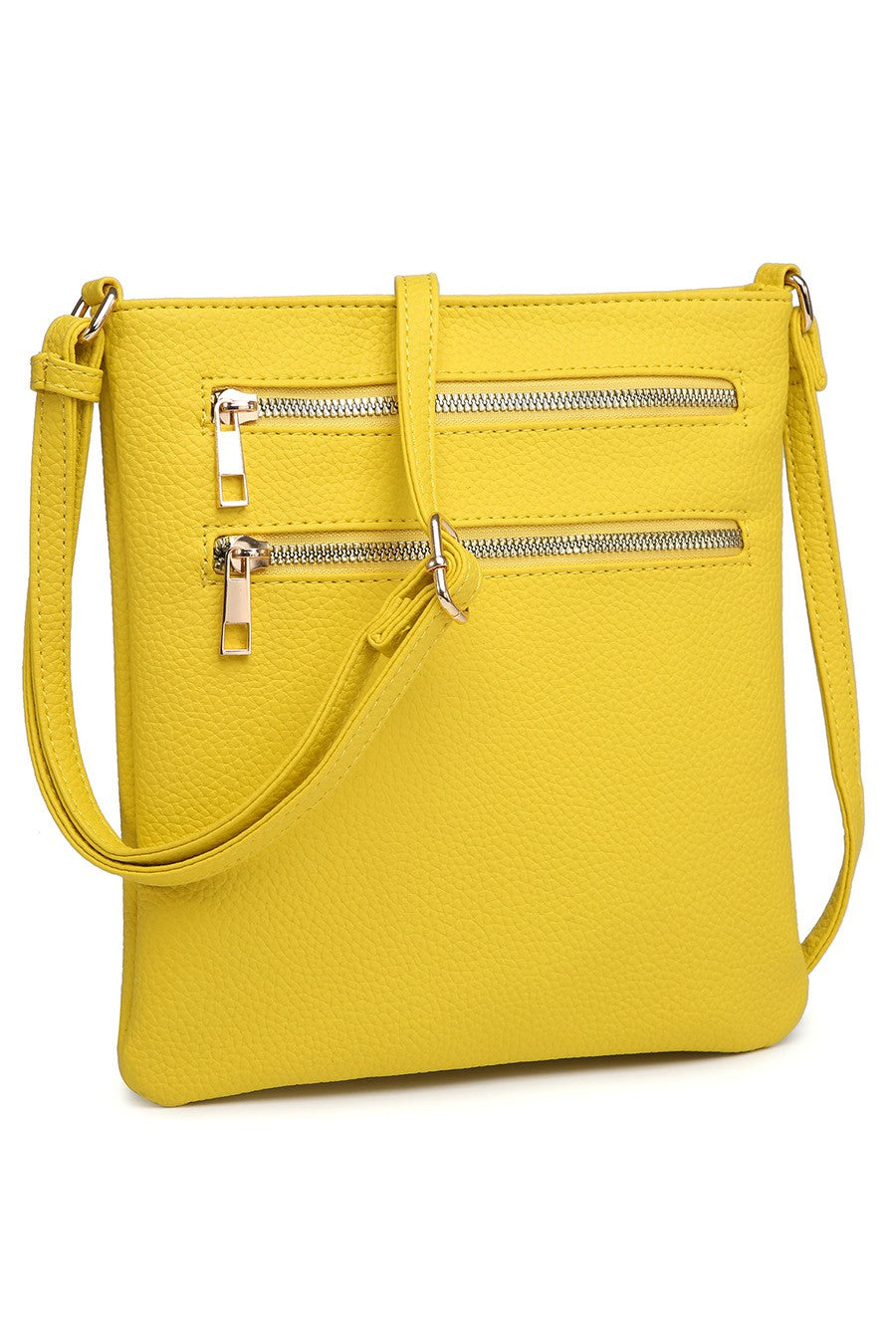 Yellow Double Zip Pocket Crossbody Bag