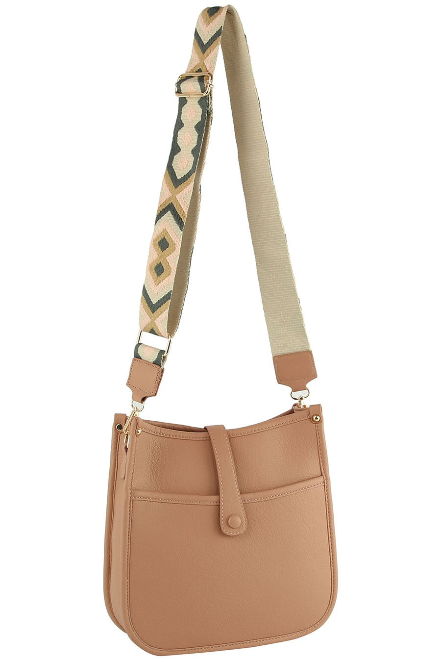 LIGHT PINK Mauve Crossbody Bag With Aztec Guitar Strap