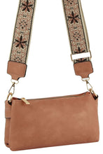 Load image into Gallery viewer, LIGHT PINK Mauve Crossbody Bag With Floral Aztec Guitar Strap
