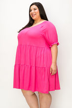 Load image into Gallery viewer, (Sizes: 3XL-5XL) Plus Size Fuchsia Ruffled Tiered Dress
