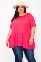 Load image into Gallery viewer, (Sizes: 3XL-5XL) Plus Size Hot Pink Babydoll Top

