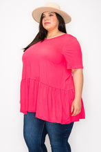 Load image into Gallery viewer, (Sizes: 3XL-5XL) Plus Size Hot Pink Babydoll Top
