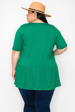 Load image into Gallery viewer, (Sizes: 3XL-5XL) Plus Size Green Babydoll Top
