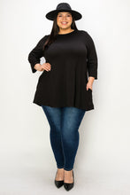 Load image into Gallery viewer, (Sizes: 3XL-5XL) Plus Size Black 3/4 Sleeves Top With Pockets
