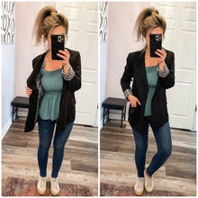Load image into Gallery viewer, Black &amp; Leopard Lining Collared Blazer

