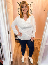 Load image into Gallery viewer, Plus Size Ivory Cowl Neck With Side Slit Long Sleeve Top
