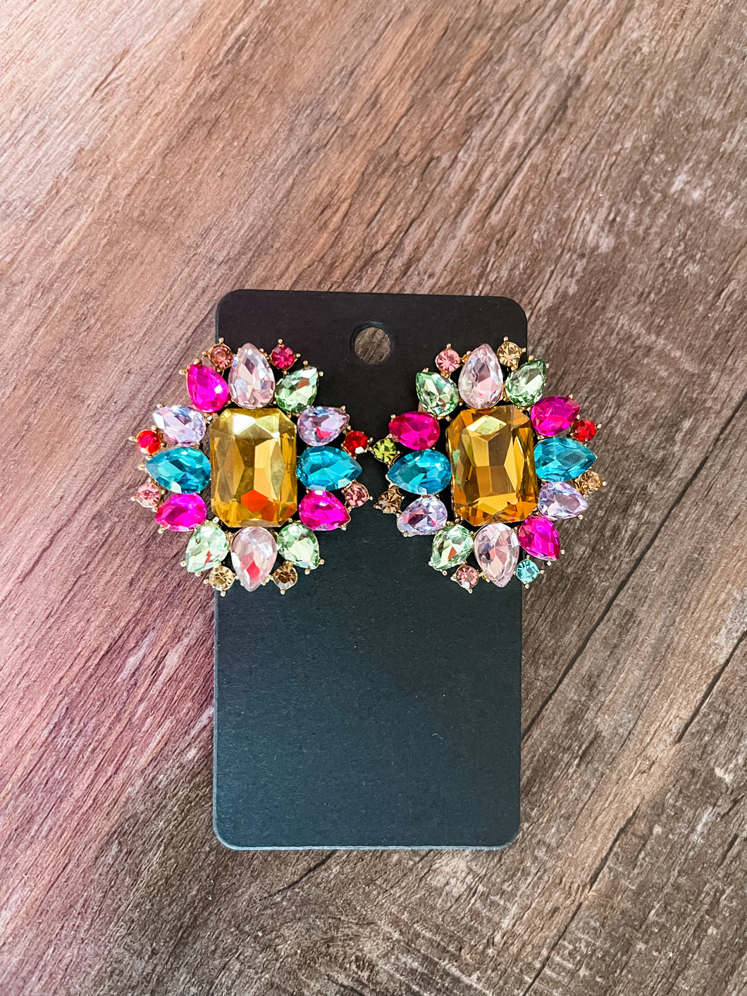 Multi Colored Gemstone Drop Earrings