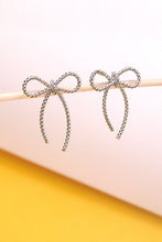 Load image into Gallery viewer, Dainty Silver Rope Design Bow Earrings
