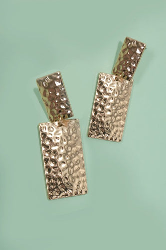 Hammered Rectangle Drop Earrings
