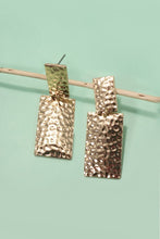Load image into Gallery viewer, Hammered Rectangle Drop Earrings
