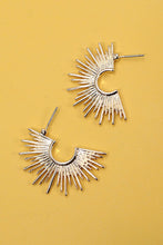 Load image into Gallery viewer, Half Hoop Sun Burst Earrings
