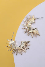 Load image into Gallery viewer, Half Hoop Sun Burst Earrings

