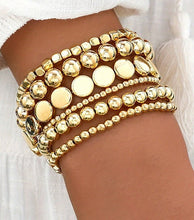 Load image into Gallery viewer, Gold Mixed Bead Stretchy Bracelets
