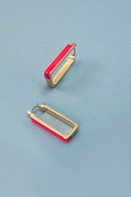 Load image into Gallery viewer, Hot Pink &amp; Gold Rectangle Hoop Earrings
