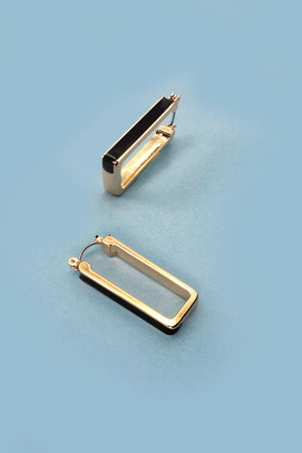 Black & Gold Rectangle Hoop Earrings