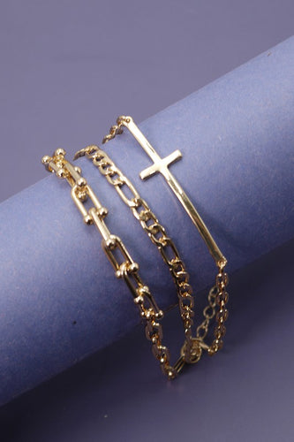 Triple Linked Cross Bracelet