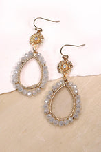 Load image into Gallery viewer, Gold &amp; White Beaded Flower Top Earrings
