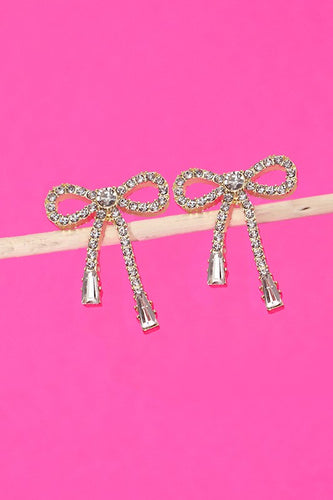 Rhinestone Bow Earrings