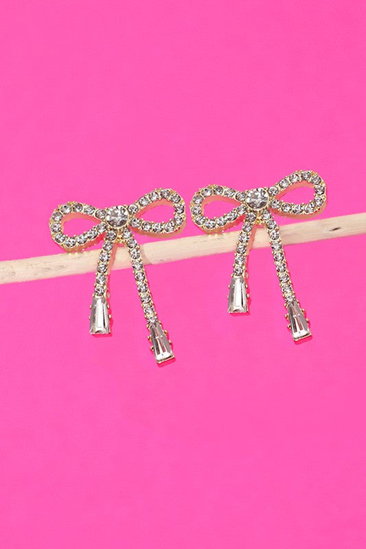 Rhinestone Bow Earrings