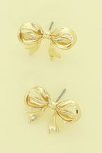 Load image into Gallery viewer, Gold Colored Bow Stud Earrings
