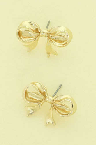 Gold Colored Bow Stud Earrings