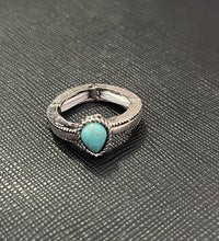 Load image into Gallery viewer, Pear Shaped Turquoise Semi Stone &amp; Silver Ring

