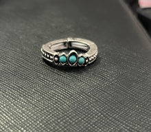 Load image into Gallery viewer, 3 Stone Turquoise Semi Stone &amp; Silver Ring
