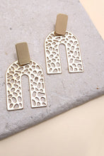 Load image into Gallery viewer, Gold Colored U Shaped Leopard Print Cut Out Earrings
