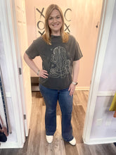 Load image into Gallery viewer, Grey &amp; White Washed Western Cowgirl Boot &amp; Flowers T Shirt
