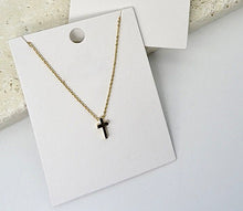 Load image into Gallery viewer, Gold Colored Mini Cross Necklace
