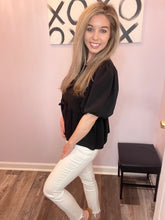 Load image into Gallery viewer, Black Front Bows Peplum Top
