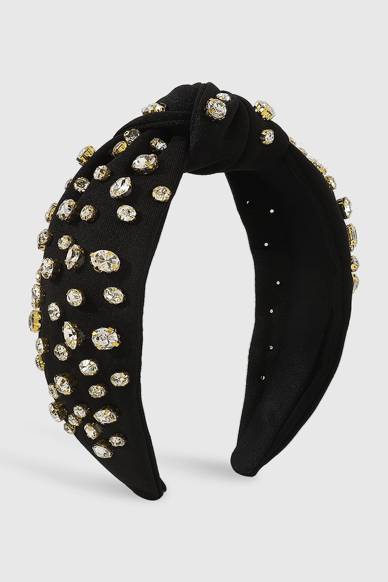 Black & Scattered Rhinestone Headband