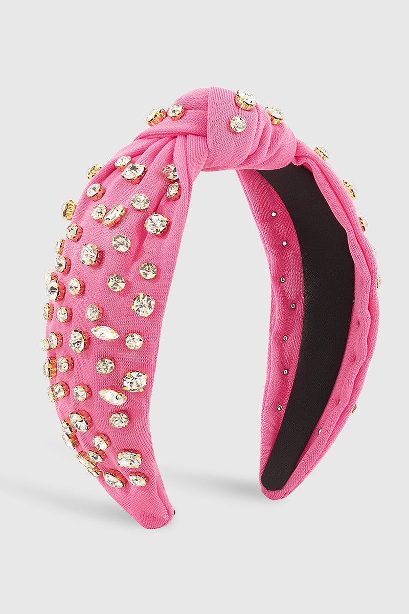 Dark Pink & Scattered Rhinestone Headband