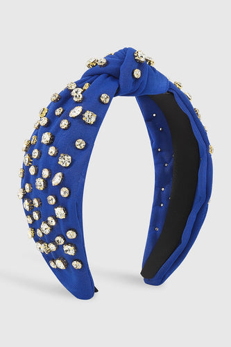 Dark Blue & Scattered Rhinestone Headband