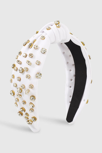 White & Scattered Rhinestone Headband